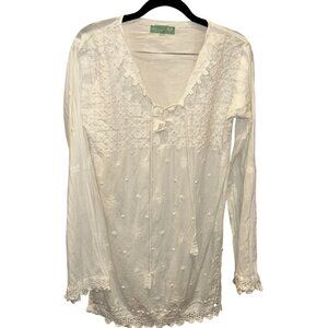 Letarte white broderie anglaise cotton bathing suit cover up tunic dress S/M